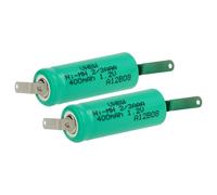 vhbw 2x Batteries remplacement pour 2/3AAA pour modéle RC (400mAh, 1,2V, NiMH, vert, avec cosse à souder (Z))