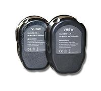vhbw 2X Batteries Remplacement pour Dewalt DC9091, DE9038, DE9091, DE9092, DE9094, DE9502, DW9094 pour Outil électrique (3000 mAh, NiMH, 14,4 V)