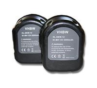 vhbw 2x Batteries remplacement pour Dewalt DE9037, DE9071, DE9074, DE9075, DE9501, DW907, DW9071 pour outil électrique (2000mAh NiMH 12 V)