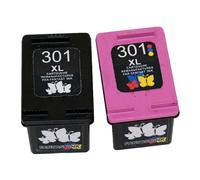 vhbw 2x cartouche d'encre compatible lot noir + couleur pour HP 301, 301xl, CH562EE, CH563EE