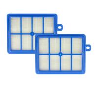 vhbw 2x Filtre compatible avec AEG Performer, Philips: Autoclean, SilentStar, Specialist aspirateur - filtre de sortie d'air, blanc / bleu