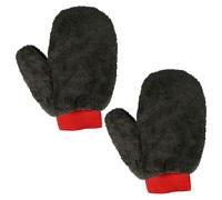 Vhbw 2x Gant D'entretien Des Voitures, Motos Et Vélos - Gant De Lavage Tous Véhicules En Microfibre, Noir / Rouge