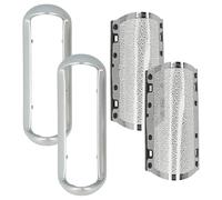 vhbw 2x Grille compatible avec Braun PocketGo 370, 570 (type 5608), 575, 555, 550 rasoir électrique + cadre, argenté
