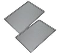 vhbw 2x Plaque pour four - 60 x 40 x 1 cm argenté, perforé