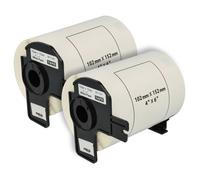 vhbw 2x Rouleau d'étiquettes + support 102mm x 152mm (200 étiquettes) compatible avec Brother PT QL1060N étiqueteuse - standard blanc