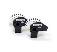 vhbw 2x Rouleau d'étiquettes + support 27mm x 30,48m (1 étiquette) remplacement pour Brother DK-22214 pour étiqueteuse