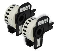 vhbw 2x Rouleau d'étiquettes + support 29mm x 15,24m (1 étiquette) remplacement pour Brother DK-22211 pour étiqueteuse blanc