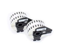 vhbw 2x Rouleau d'étiquettes + support 38mm x 30,48m (1 étiquette) compatible avec Brother PT QL500BW, QL-550, QL500BS étiqueteuse blanc