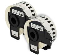 vhbw 2x Rouleau d'étiquettes + support 38mm x 30,48m (1 étiquette) compatible avec Brother PT QL650TD, QL-700, QL-710 étiqueteuse blanc