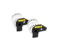 vhbw 2x Rouleau d'étiquettes + support 62mm x 15,24m (1 étiquette) compatible avec Brother PT QL500BS étiqueteuse - premium jaune