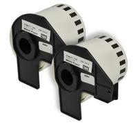 vhbw 2x Rouleau d'étiquettes + support 62mm x 15,24m (1 étiquette) compatible avec Brother PT QL500BW, QL-500, QL-500A, QL500BS étiqueteuse blanc