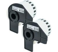 vhbw 2x Rouleau d'étiquettes + support 62mm x 15,24m (1 étiquette) remplacement pour Brother DK-22606 pour étiqueteuse - premium jaune