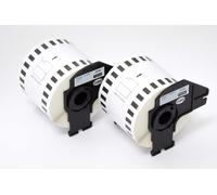 vhbw 2x Rouleau d'étiquettes + support 62mm x 30,48m (1 étiquette) compatible avec Brother PT QL-1050, QL1050N, QL-1060 étiqueteuse