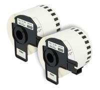 vhbw 2x Rouleau d'étiquettes + support 62mm x 30,48m (1 étiquette) remplacement pour Brother DK-22205 pour étiqueteuse