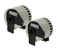 vhbw 2x Rouleau étiquettes + support remplacement pour Brother DK-22205 | pour étiqueteuse - 62mm x 30,48m premium blanc