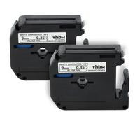 vhbw 2x Rubans compatible avec Brother P-Touch 70HK, 70BM, 70SP, 70BMH, 70HOL, 70BBVP, 70HOT imprimante d'étiquettes 9mm Noir sur Blanc