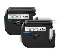 vhbw 2x Rubans compatible avec Brother P-Touch 70HK, 70BM, 70SP, 70BMH, 70HOL, 70BBVP, 70HOT imprimante d'étiquettes 12mm Noir sur Blanc