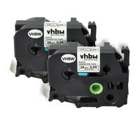 vhbw 2x Rubans compatible avec Brother P-Touch PT-P750W, PT-E800TK, PT-E800W, PT-E850TKW imprimante d'étiquettes 8m x 24mm Noir sur Blanc