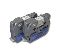 vhbw 2x Rubans compatible avec Brother PT 1000 BTS, 1000 F, 1800 E, 1850, 1800, 1750 imprimante d'étiquettes 8m x 18mm Noir sur Blanc