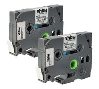 vhbw 2x Rubans compatible avec Brother PT 1250CCVP, 1250J, 1250LB, 1250S, 1250VP imprimante d'étiquettes 4m x 12mm Noir sur Blanc, laminée
