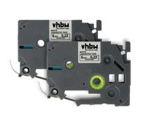 vhbw 2x Rubans compatible avec Brother PT D600, D600VP, D450, D450VP, H100LB, E100, E100VP imprimante d'étiquettes 8m x 6mm Noir sur Blanc