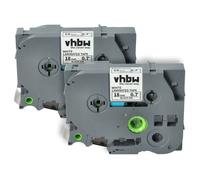 vhbw 2x Rubans compatible avec Brother PT H 500 Li, P 700, RL 700 S, H 500 imprimante d'étiquettes 8m x 18mm Noir sur Blanc