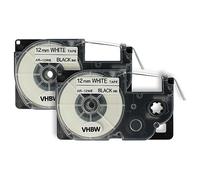 vhbw 2x Rubans compatible avec Casio KL-200, KL-130, KL-100E, KL-120, KL-1500, CW-L300 imprimante d'étiquettes 8m x 12mm Noir sur Blanc