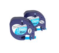 vhbw 2x Rubans compatible avec Dymo LetraTag LT-100H, 2000, XM, LT-100T, QX50, Plus LT-100H imprimante d'étiquettes 4m x 12mm Noir sur Bleu