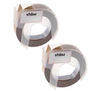 vhbw 2x Rubans de marquage 3D compatible avec Dymo Mini, Office-Mate II, Omega imprimante d'étiquettes 3m x 9mm Blanc sur Or