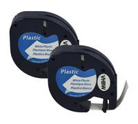 vhbw 2x Rubans plastique remplacement pour Dymo S0721660, 91221 pour imprimante d'étiquettes 4m x 12mm Noir sur Blanc, plastique