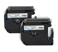 vhbw 2x Rubans remplacement pour Brother M-K221 pour imprimante d'étiquettes 8m x 9mm Noir sur Blanc