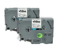 vhbw 2x Rubans remplacement pour Brother TZE-231, TZ-231 pour imprimante d'étiquettes 8m x 12mm Noir sur Blanc