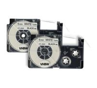 vhbw 2x Rubans remplacement pour Casio XR-6WE, XR-6WE1 pour imprimante d'étiquettes 8m x 6mm Noir sur Blanc