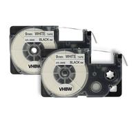 vhbw 2x Rubans remplacement pour Casio XR-9WE, XR-9WE1 pour imprimante d'étiquettes 8m x 9mm Noir sur Blanc