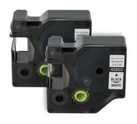 vhbw 2x Rubans remplacement pour Dymo 45803, D1, S0720830 pour imprimante d'étiquettes 7m x 19mm Noir sur Blanc, plastique