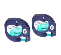vhbw 2x Rubans remplacement pour Dymo 91204 pour imprimante d'étiquettes 4m x 12mm Noir sur Vert