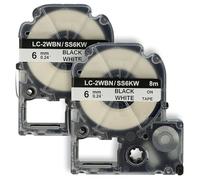 vhbw 2x Rubans remplacement pour Epson LC-2WBN, SS6KW pour imprimante d'étiquettes 6mm Noir sur Blanc