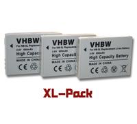 vhbw 3x Batterie compatible avec Canon Digital Ixus 970 IS, 90is, 850 IS, 800 IS, 870 IS, 860is, 960 IS, 900 TI appareil photo (650mAh, 3,6V, Li-ion)