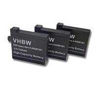 vhbw 3x Batterie compatible avec GoPro HD Hero 4 Black Edition Music, 4 + Plus, 4 Black caméra vidéo caméscope (1160mAh, 3,7V, Li-ion)