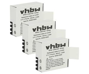 vhbw 3X Batterie Compatible avec Midland H9, H5+, H3+, H5, H3, H5 Pro caméra vidéo caméscope (900mAh, 3,7V, Li-polymère) avec Puce d'information