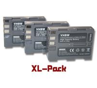 vhbw 3x Batterie compatible avec Nikon D300, D200, D300s, D700, D70, D50, D100, D70s, D90, D80 appareil photo (1200mAh, 7,2V, Li-ion) - Remplacement pour EN-EL3e