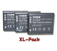 vhbw 3x Batterie compatible avec Pentax Optio WG-2 GPS appareil photo (600mAh, 3,6V, Li-ion)