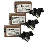vhbw 3x Batterie compatible avec Sony Alpha NEX-3DB, NEX-3DS, NEX-3DR, NEX-3D appareil photo (1030mAh, 7,4V, Li-ion), puce d'information, prise USB-C
