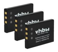 vhbw 3x Batterie compatible avec Vivitar DVR-565HD, DVR-688, DVR-710, DVR-7300X, DVR-565, DVR-830XHD appareil photo (1000mAh, 3,6V, Li-ion)