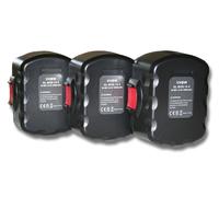 vhbw 3x Batterie remplacement pour Bosch 2 607 335 619, 2 607 335 655, 2 607 335 669, 2 607 335 678 pour outil électrique (3000 mAh, NiMH, 14,4 V)