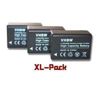 vhbw 3x Batterie remplacement pour Panasonic DMC-BMB9, DMW-BMB9E pour appareil photo (800mAh, 7,2V, Li-ion), puce d'information
