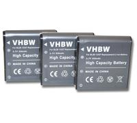 vhbw 3x Batterie remplacement pour Samsung SBL-1237 pour appareil photo (950mAh, 3,7V, Li-ion)