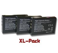 vhbw 3x Batteries compatible avec Aiptek HDDV 8300, Cinema V10 Plus, AHD H12 Extreme appareil photo (1600mAh, 3,7V, Li-ion)