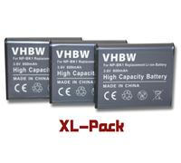vhbw 3x Batteries compatible avec Sony Bloggie MHS-CM5, MHS-PM5, MHS-PM5K appareil photo, reflex numérique (600mAh, 3,6V, Li-ion)