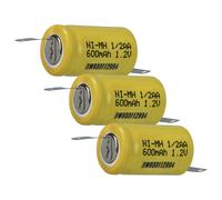 vhbw 3x Batteries remplacement pour 1/2AA pour modéle RC (600mAh, 1,2V, NiMH, vert, avec cosse à souder (Z))